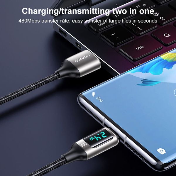 Cáp Sạc Nhanh Màn Hình Kỹ Thuật Số USAMS SJ544 U78 1.2m Type-C 6A