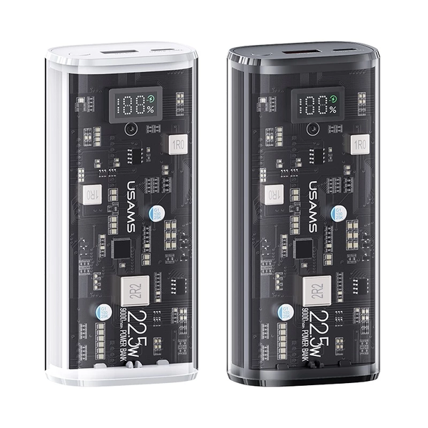 Pin Dự Phòng sạc nhanh nhỏ gọn USAMS CD189 9000mAh 20W (Digital Display, USB+Type-C port, Trong suốt, PD + QC3.0)