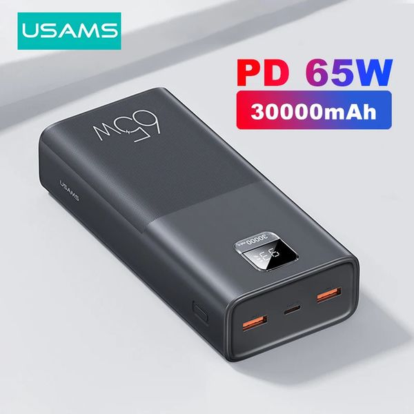 Pin Dự Phòng USAMS CD185 30000mAh 65W (Digital Display, Kèm cáp C to C 100W, PD/QC/FCP/AFC)
