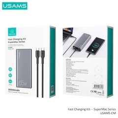 Pin Dự Phòng USAMS CM PB59 30000mAh 65W (PD/QC/PCP/AFC, Kèm Cáp C to C 100W)