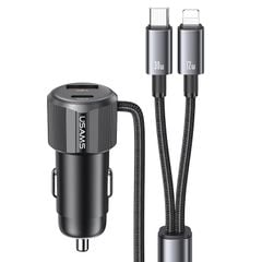Tẩu Sạc Cho Ô Tô 2-in-1 USAMS CC287 66W (With Built-in C + Lightning 1.2m Cable)