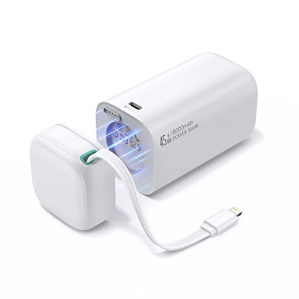 Pin Sạc Dự Phòng Tích Hợp Cáp Dây Rút Type-C/Lightning USAMS Magnetic CD216/CD217 18000mAh 45W