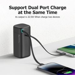 Pin Sạc Dự Phòng Tích Hợp Cáp Dây Rút Type-C/Lightning USAMS Magnetic CD216/CD217 18000mAh 45W