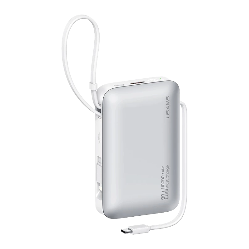 Pin Dự Phòng USAMS CD228 10000mAh 20W (Digital Display, Kèm Cáp Type-C + Lightning)
