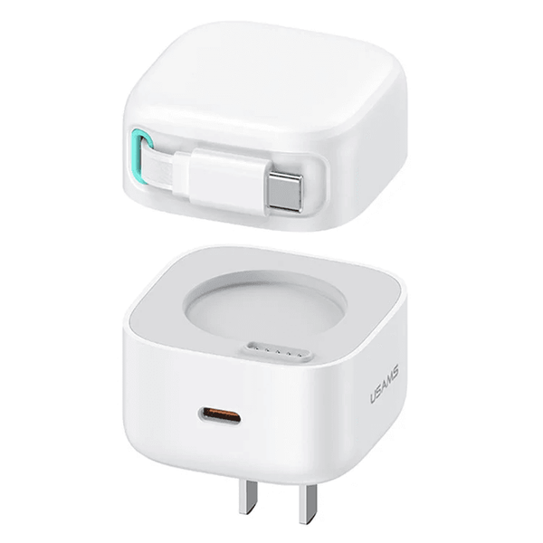 Củ Sạc Nhanh USAMS GaN Charger 35W Type C PD Fast Phone Charger Built in Quick Charge Cable