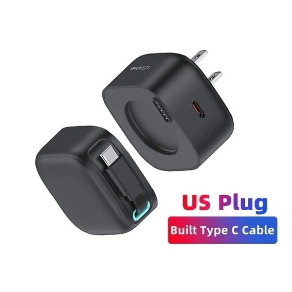Củ Sạc Nhanh USAMS GaN Charger 35W Type C PD Fast Phone Charger Built in Quick Charge Cable
