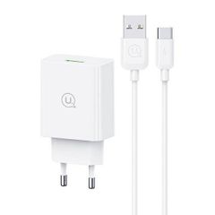 Combo Củ Sạc Nhanh USAMS CC083 18W (QC3.0, Kèm Cáp Micro USB/Lightning/Type-C)