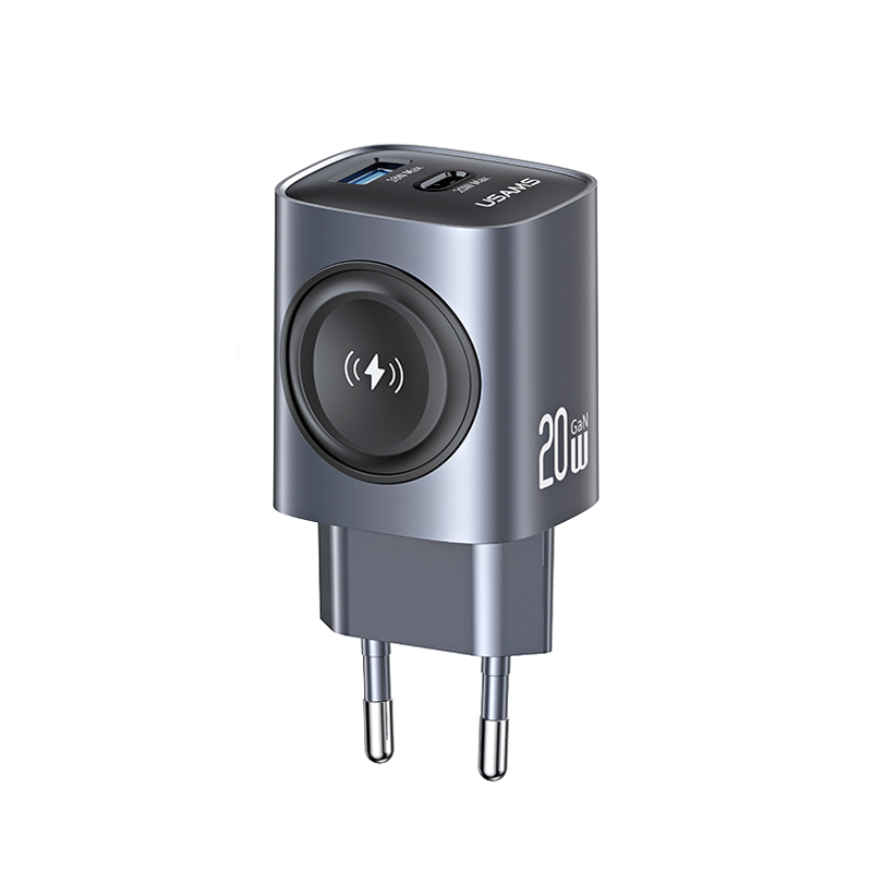 Củ Sạc Nhanh Đa Năng C+A GaN USAMS CC293 T67 20W (With iWatch Charger)