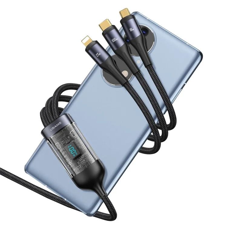 Cáp Sạc Đa Năng 3IN1 USAMS U83 TypeC to Lightning / Type-C / Micro 100W