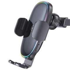 Giá Đỡ Điện Thoại Tích Hợp Sạc Không Dây Trên Xe Hơi USAMS CD187 15W (Led Đổi Màu)