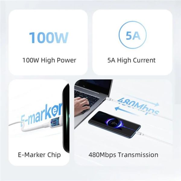 Cáp Sạc Siêu Nhanh USAMS U84 Cho iPhone 15 Series (Type-C To Type-C Data Cord PD 100W 1M)