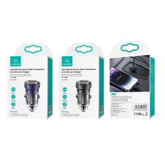 Tẩu Sạc Dành Cho Ô Tô USAMS CC175 C35 45W (Transparent, USB-A + Type-C, with Light)