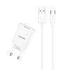 Combo củ cáp sạc USAMS T21 2.1A High-Current Time-Saving Charging Wall Phone Charger and Type-C Cable (EU Plug)