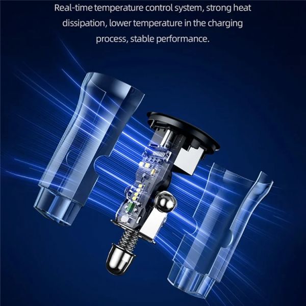 Tẩu Sạc Dành Cho Ô Tô USAMS CC164 C32 PD 30W (Transparent, USB-A + Type-C, with Blue Backlight)