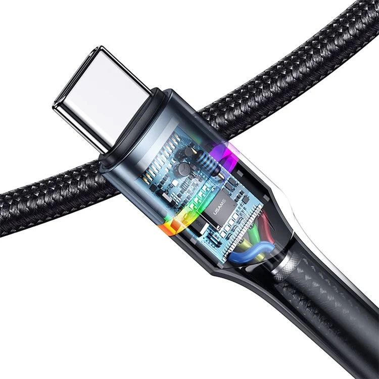 Cáp Sạc USAMS SJ537 U76 LED Luminous Light Type-C to Type-C 100W