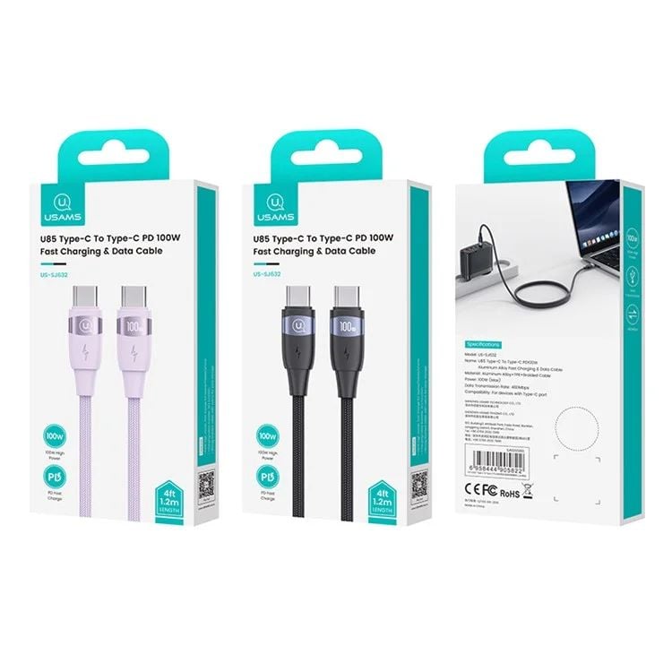 Cáp sạc USAMS SJ632 | SJ633 U85 Type-C to Type-C Braided Cable PD 100W