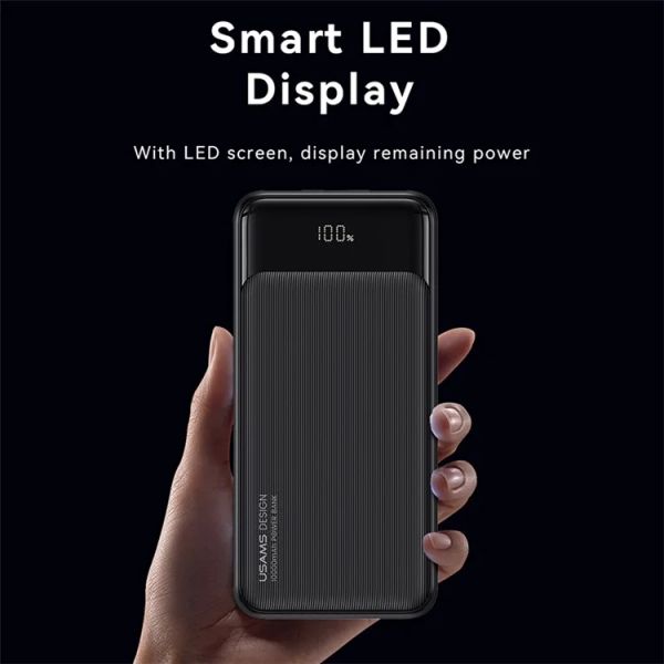 Pin Dự Phòng USAMS CD198 XY Series 10000mAh 10W (2*USB + 1*Type-C, Digital Display)