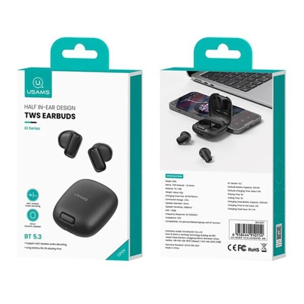 Tai nghe Bluetooth TWS USAMS ID25 (Bluetooth v5.3, 5H, Support AAC Codec)
