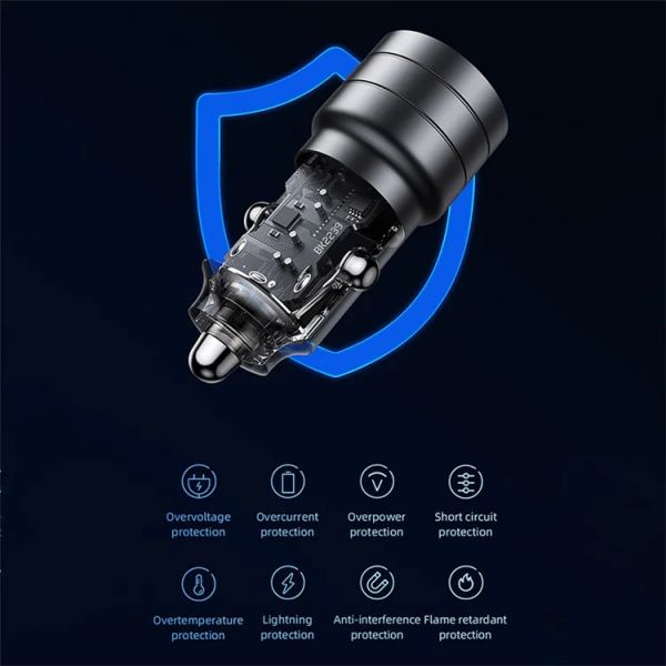 Tẩu Sạc Dành Cho Ô Tô USAMS CC176 C36 95W (USB-A + Type-C, Transparent, with Light)