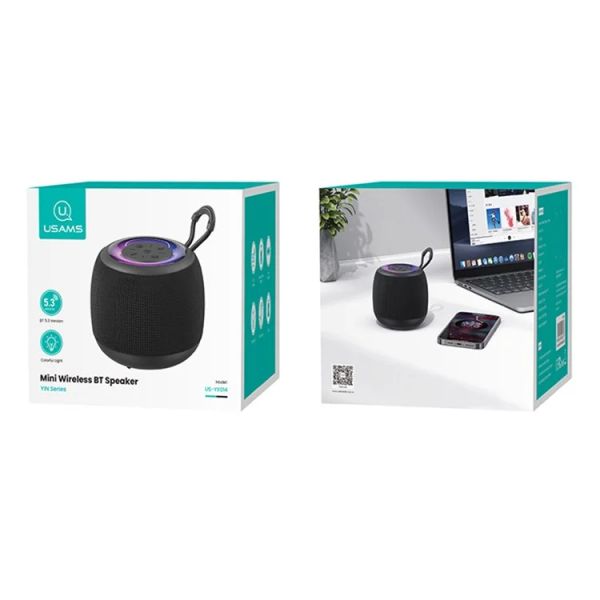 Loa Bluetooth Di Động Mini USAMS YX014 (Bluetooth v5.3, 1200mAh, Subwoofer, with Colorful Light, 360° Surround Sound)