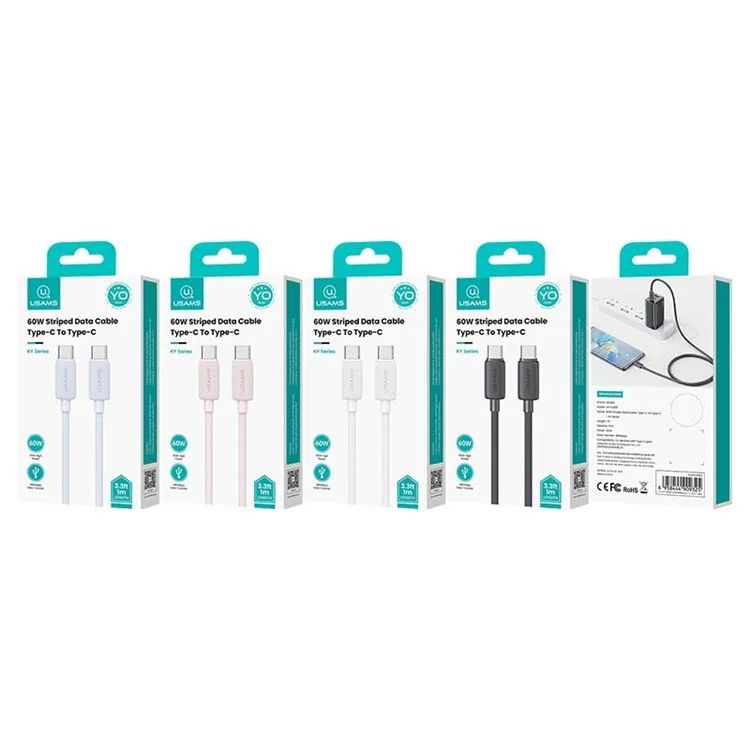 Cáp Sạc USAMS SJ691 | SJ696 | SJ701 Type-C to Type-C 60W Charger Cord 2m