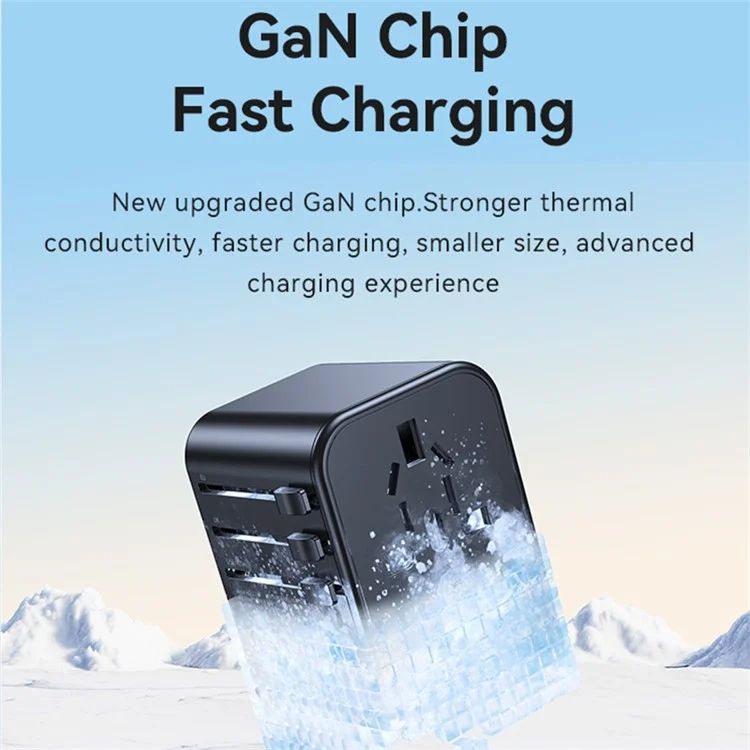 Bộ Sạc Nhanh Du Lịch Đa Năng 2C+U USAMS CC199 T62 GaN 65W (EU/UK/AU/US)