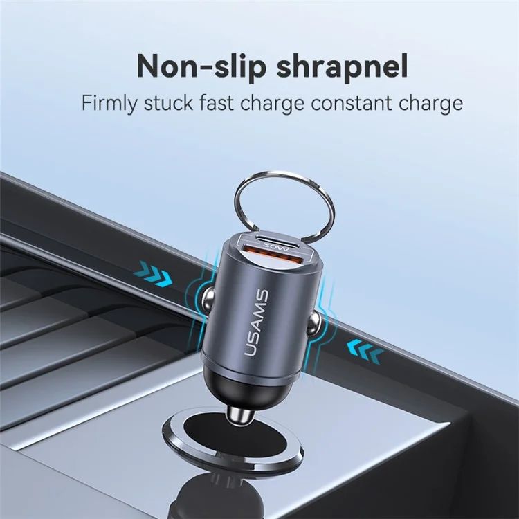 Tẩu Sạc Dành Cho Ô Tô USAMS CC206 C38 PD 30W USB A+C (with Pull Ring)