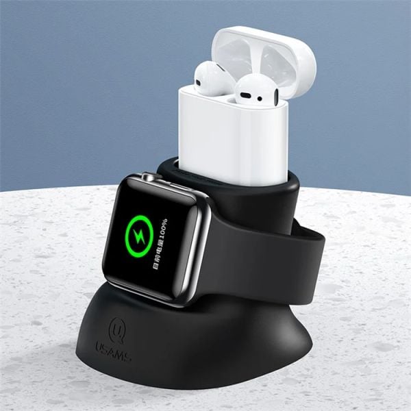 Đế sạc silicon 2 trong 1 USAMS ZJ051 cho Apple Watch và AirPods
