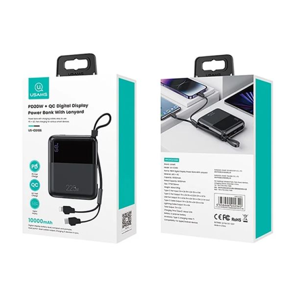 Pin Dự Phòng USAMS CD186 PB69 20W Mini Digital Display 10000mAh