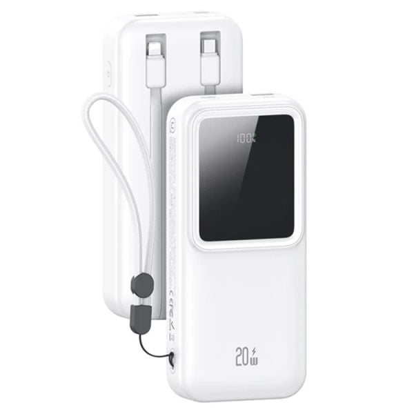 Pin Dự Phòng USAMS CD213 30000mAh 20W (QC3.0, with Built-in Type-C and Lightning Cables)