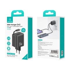 Bộ Sạc Nhanh Kèm Cáp Sạc Dây Rút USAMS CC241 30W Type-C Charger GaN PD3.0+QC3.0