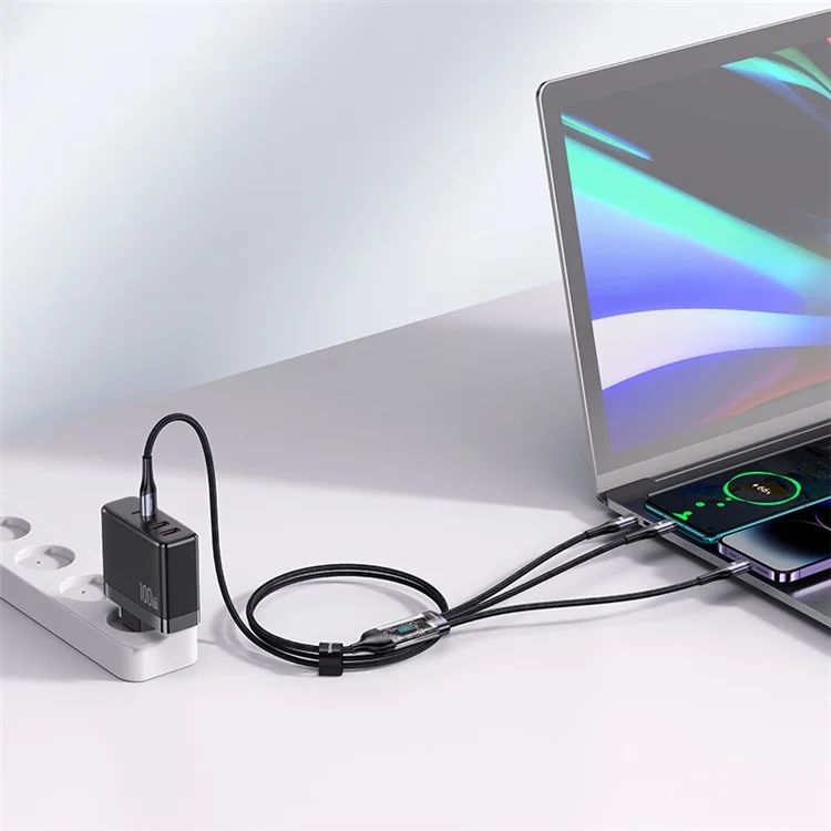 Cáp Sạc Đa Năng USAMS SJ600 U83 3-in-1 Transparent Digital Display PD