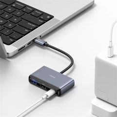 Hub Mở Rộng Kết Nối Đa Năng 4-in-1 USAMS SJ627 (Type-C to USB3.0*1 + USB2.0*2 + PD 60W)