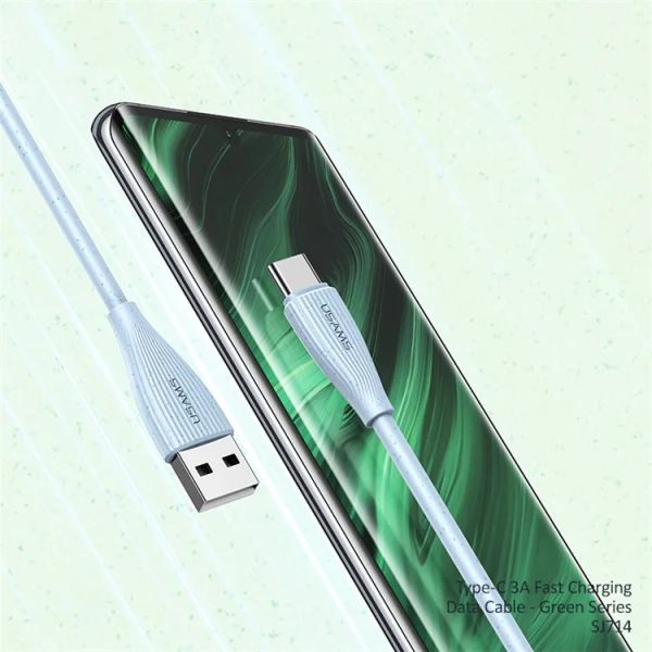 Cáp Sạc Nhanh Truyền Dữ Liệu USAMS SJ714 Green Series 1m USB to Type-C Cable 3A