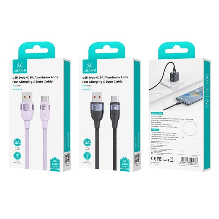 Cáp Sạc USAMS SJ630 | SJ631 U85 USB-A to Type-C Aluminum Alloy Braided Data Cord