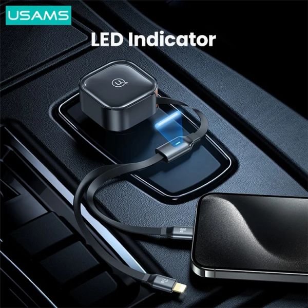 Tẩu Sạc Dành Cho Ô Tô USAMS CC219 C41 PD 30W (with Type-C / 8-Pin Cable)