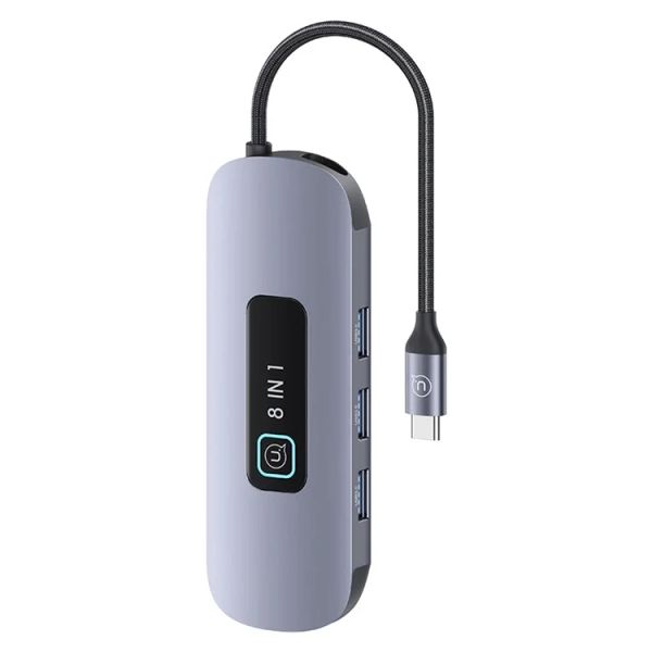 Hub Mở Rộng USAMS SJ643 8-in-1 Hub Docking Station (Type-C to HD+USB3.0*3+TF+SD+RJ45+PD 100W)