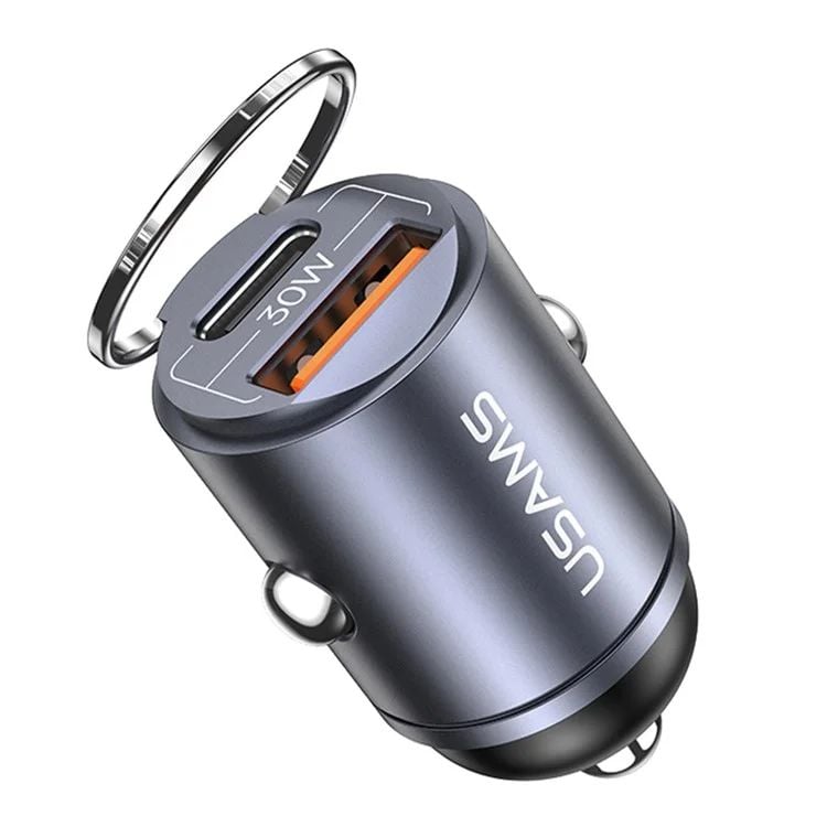 Tẩu Sạc Dành Cho Ô Tô USAMS CC206 C38 PD 30W USB A+C (with Pull Ring)