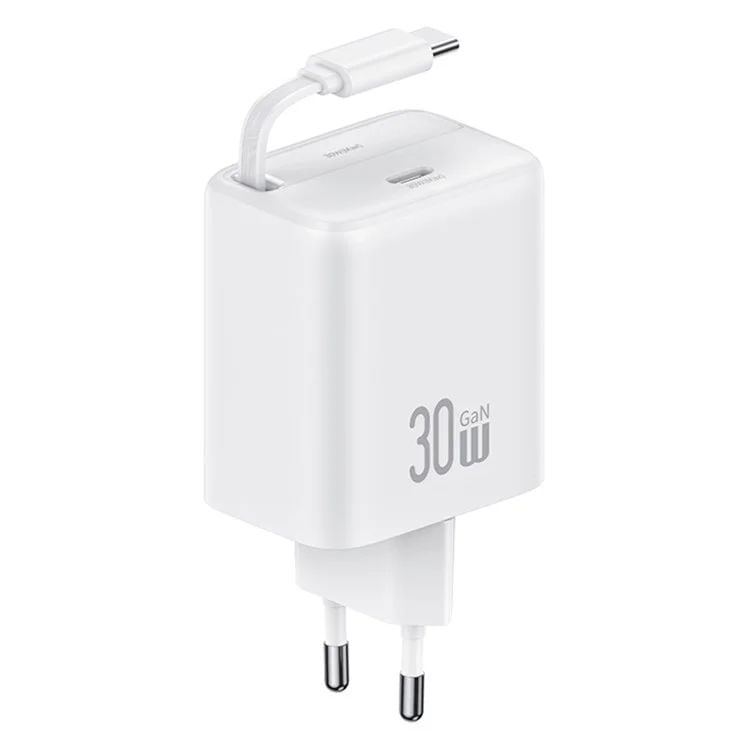Bộ Sạc Nhanh Kèm Cáp Sạc Dây Rút USAMS CC241 30W Type-C Charger GaN PD3.0+QC3.0