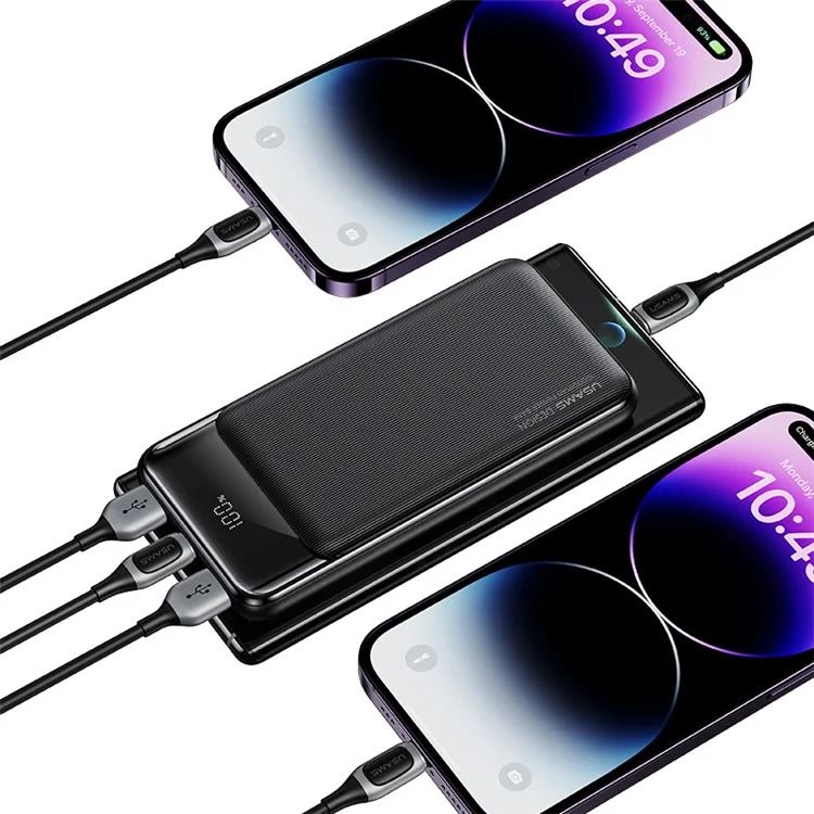 Pin Dự Phòng USAMS CD198 XY Series 10000mAh 10W (2*USB + 1*Type-C, Digital Display)