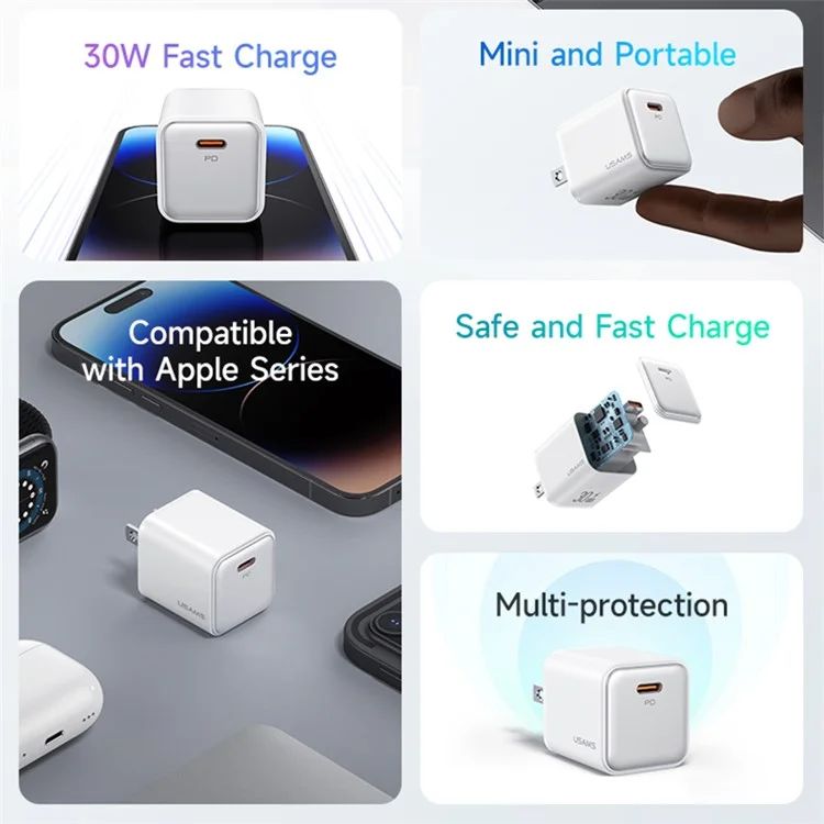 Củ Sạc Nhanh Mạ Điện USAMS CC187 X-ron Series PD 30W