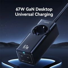 Bộ Sạc Nhanh Tích Hợp Dây Nguồn Nối Dài USAMS CC225 67W 4-port Fast Charging Adapter 3 Type-C+1 USB 2200W