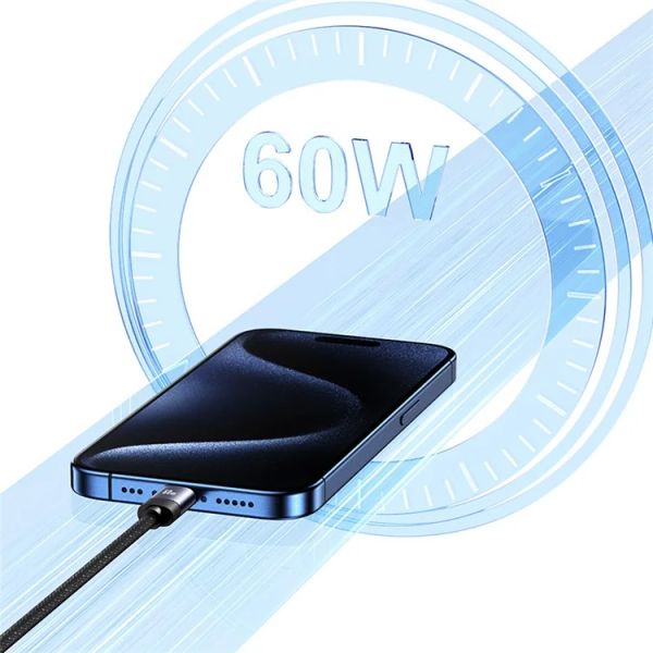 Cáp Sạc Nhanh Nam Châm Chống Rối USAMS Rui Series SJ704 Type-C To Type-C 60W