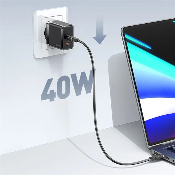Củ Sạc Nhanh USAMS CC172 T54 40W Dual Type-C Ports GaN Fast Charger