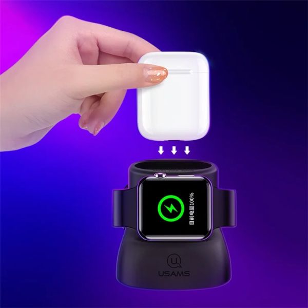 Đế sạc silicon 2 trong 1 USAMS ZJ051 cho Apple Watch và AirPods
