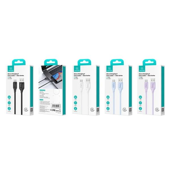 Cáp Sạc USAMS SJ620 USB to Micro USB 2A Silicone with Epoxy Shell