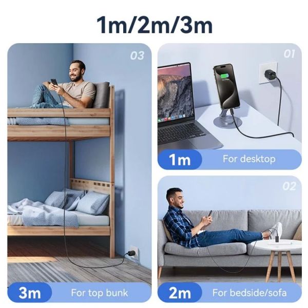 Cáp Sạc USAMS SJ691 | SJ696 | SJ701 Type-C to Type-C 60W Charger Cord 3m