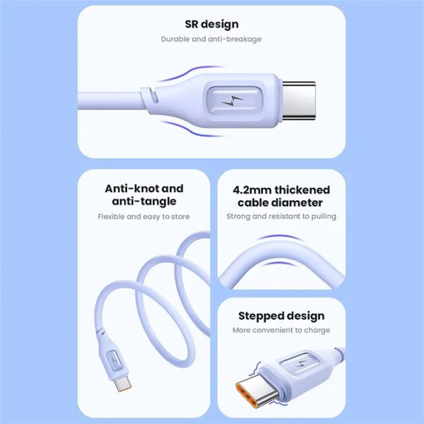 Cáp Sạc USAMS SJ619 USB to Type-C 3A Cord Epoxy Shell Silicone