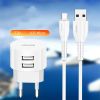 Combo củ cáp USAMS XT T20 Dual USB Ports Round Travel Charger + U35 Data Sync Micro Charging Cable Set