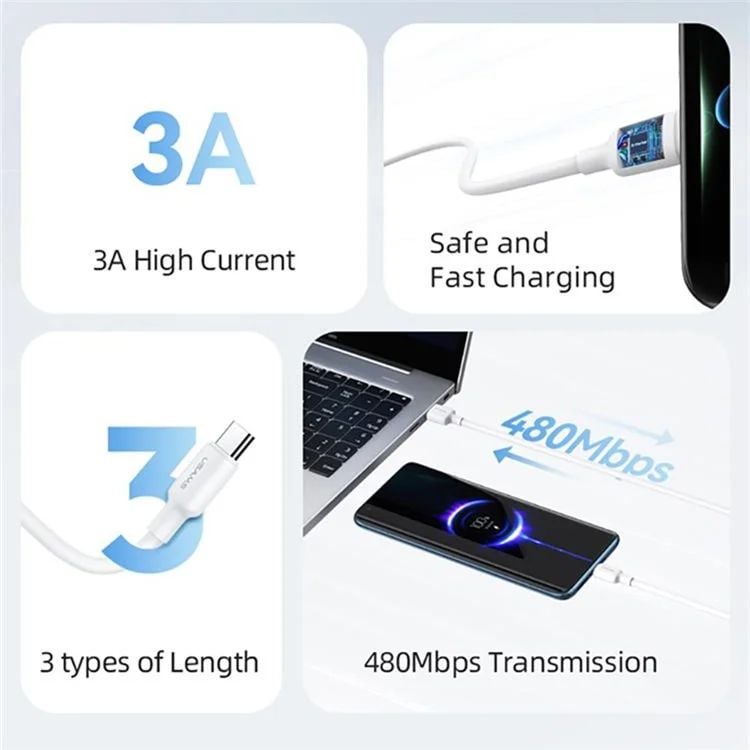 Cáp Sạc USAMS SJ601 | SJ602 | SJ603 U84 USB-A To Type-C 3A Data Cord